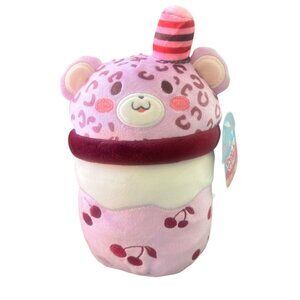 Puchi Gumi Cherry Bear Tea 7" Purple Leopard Cat Plush Stuffed Animal Soft NWT